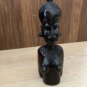 African Tribal Handcarved Black Wooden Sculpture